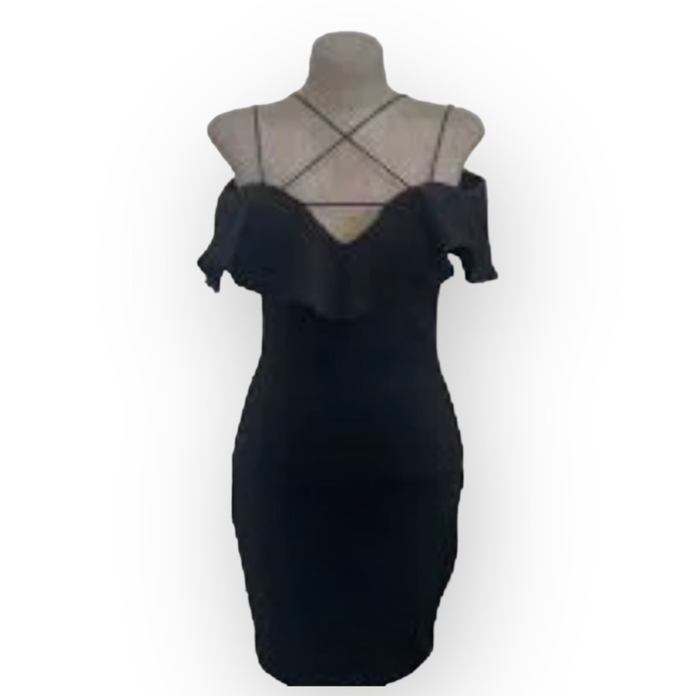 GUESS | Black Ruffle Off the Shoulders Dress Size Small